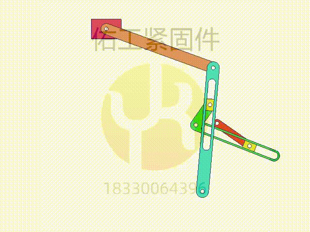 圖201 轉(zhuǎn)動(dòng)導(dǎo)桿與擺動(dòng)導(dǎo)桿串接機(jī)構(gòu).gif